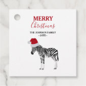 Kerstmis Zebra Funny Animal met Santa Hat Bedankjes Labels (Voorkant)
