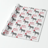 Kerstmis Zebra Funny Animal met Santa Hat Cadeaupapier (Uitgerold)