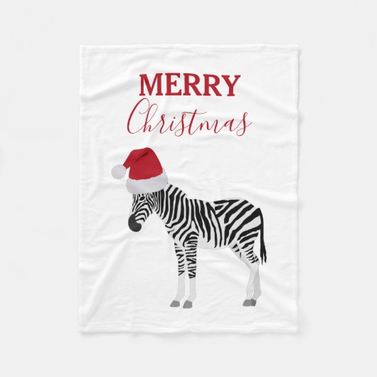 Kerstmis Zebra Funny Animal met Santa Hat Fleece Deken (Voorkant)
