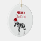 Kerstmis Zebra Funny Animal met Santa Hat Keramisch Ornament (Rechts)