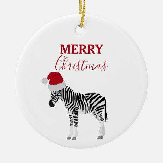 Kerstmis Zebra Funny Animal met Santa Hat Keramisch Ornament (Voorkant)