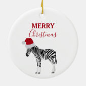 Kerstmis Zebra Funny Animal met Santa Hat Keramisch Ornament (Achterkant)