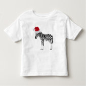 Kerstmis Zebra Funny Animal met Santa Hat Kinder Shirts (Voorkant)