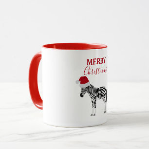 Kerstmis Zebra Funny Animal met Santa Hat Mok