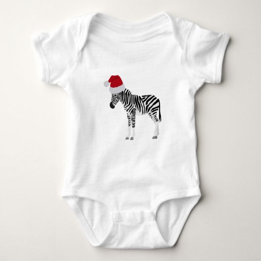 Kerstmis Zebra Funny Animal met Santa Hat Romper (Voorkant)