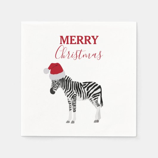 Kerstmis Zebra Funny Animal met Santa Hat Servet (Voorkant)