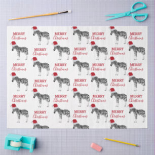 Kerstmis Zebra Funny Animal met Santa Hat Tissuepapier