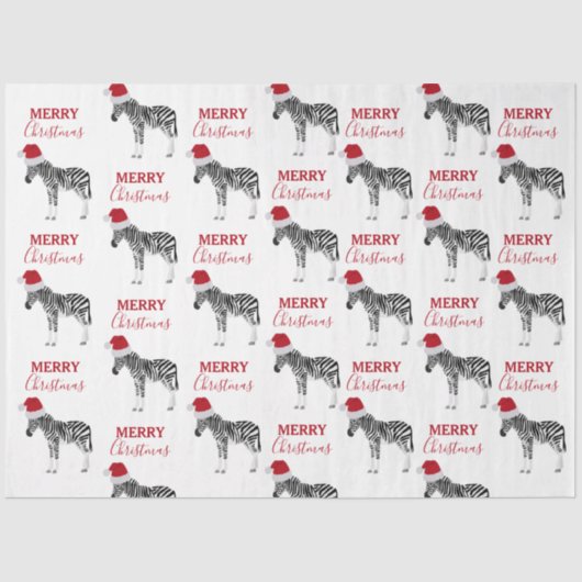 Kerstmis Zebra Funny Animal met Santa Hat Tissuepapier (Voorkant)