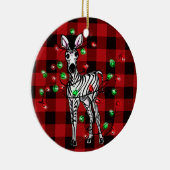 Kerstmis, Zebra met xmas, rode vlecht Keramisch Ornament (Rechts)