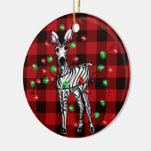 Kerstmis, Zebra met xmas, rode vlecht Keramisch Ornament (Links)