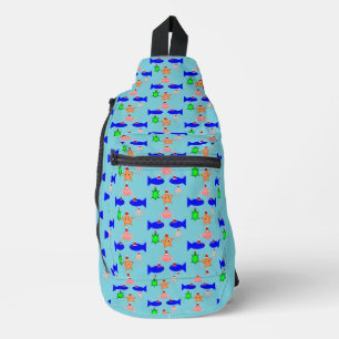 Kerstmis Zee Creatures Pattered Sling Bag