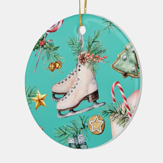 Kerstmis Zee Green Cookies Pines Schaats Ornament (Links)