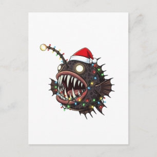 Kerstmis Zeeduivel Lophius Kerstman Hoed Vakantie Feestdagenkaart