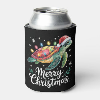 Kerstmis Zeeschildpad Kerstman Hoed Slag Boomlicht Blikjeskoeler