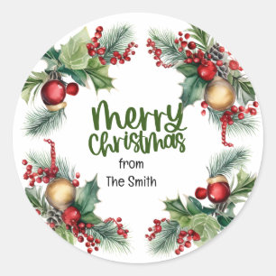 Kerstmis Zegen krans warme wensen liefde vrede Ronde Sticker