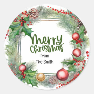 Kerstmis Zegen krans warme wensen liefde vrede Ronde Sticker