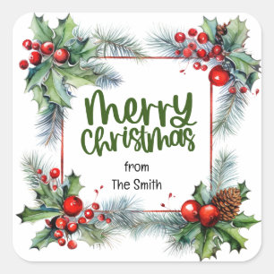 Kerstmis Zegen krans warme wensen liefde vrede Vierkante Sticker