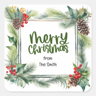 Kerstmis Zegen krans warme wensen liefde vrede Vierkante Sticker