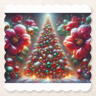 Kerstmis Zes Kerstboom Papier Onderzetters