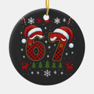 Kerstmis Zes Zeven 67 Kerstman Xmas Gen Alpha Keramisch Ornament