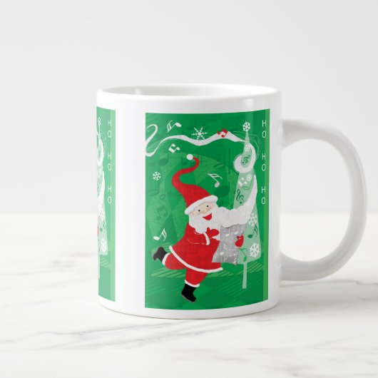 Kerstmis, zingende en dansende kerstman extra grote mok (Rechts)