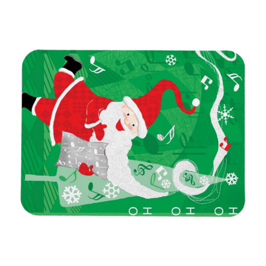 Kerstmis, zingende en dansende kerstman magneet (Horizontaal)