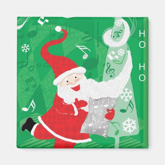 Kerstmis, zingende en dansende kerstman magneet (Voorkant)