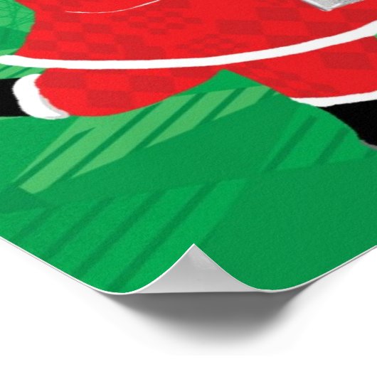 Kerstmis, zingende en dansende kerstman poster (Hoek)