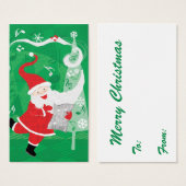 Kerstmis, zingende en dansende kerstman visitekaartjes (Voorkant /achterkant)