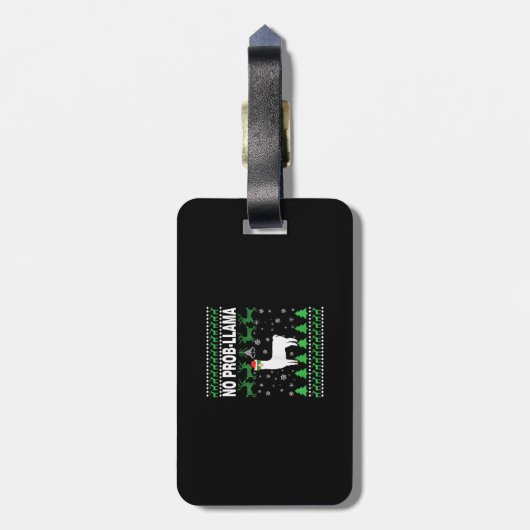 Kerstmis zonder Prob-Llama-kerstgezin Bagagelabel (Achterkant verticaal)