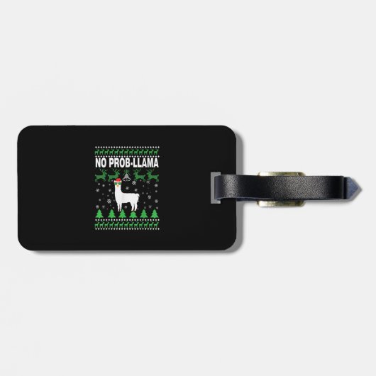 Kerstmis zonder Prob-Llama-kerstgezin Bagagelabel (Achterkant horizontaal)