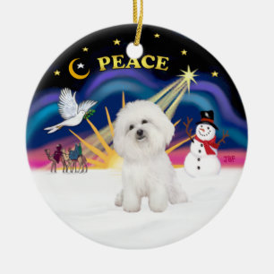 Kerstmis zonsopgang - Bichon Frise 4 Keramisch Ornament