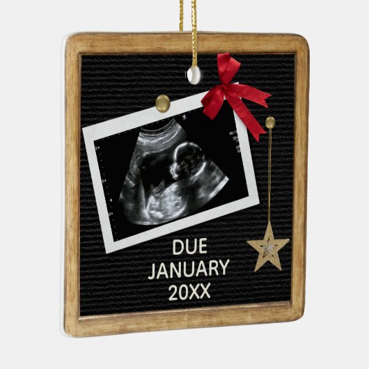 Kerstmis Zwangerschap Aankondiging Peg Letter Boar Keramisch Ornament (Rechts)