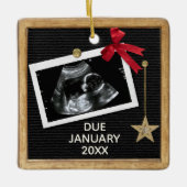 Kerstmis Zwangerschap Aankondiging Peg Letter Boar Keramisch Ornament (Voorkant)