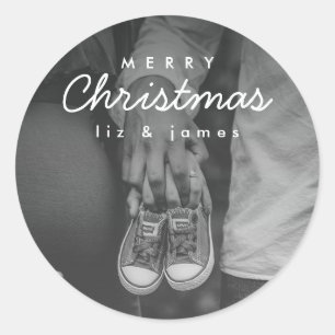 Kerstmis Zwangerschapsaankondiging Ronde Sticker