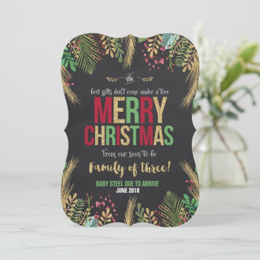 Kerstmis - Zwangerschapsuitkondiging kerstkaart Kaart (Staand voorkant)