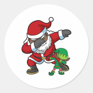 Kerstmis zwart afrikaans amerikaans dabbing santa ronde sticker