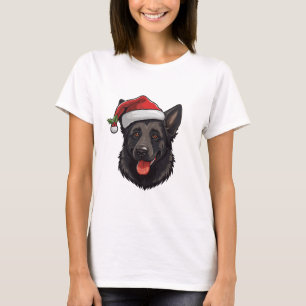 Kerstmis Zwart Duits Herder T-shirt