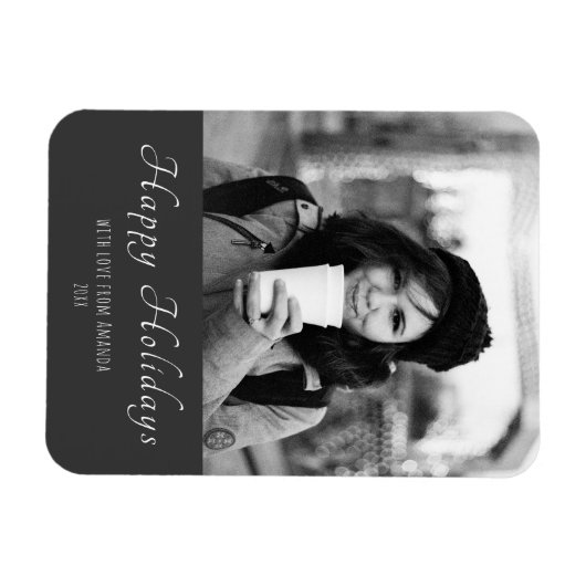 Kerstmis, zwart en wit, aangepast feestdag Foto Magneet (Horizontaal)