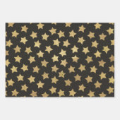 Kerstmis Zwart & Goud 3 Inpakpapier Vel (Voorkant)