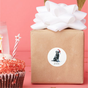 Kerstmis Zwart Labrador Hond in Santa Hat Sticker