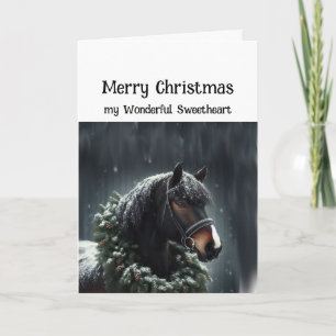 Kerstmis Zwart Paard Wonderful Sweetheart Kaart
