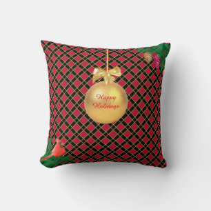 Kerstmis Zwart & Rood Kussen