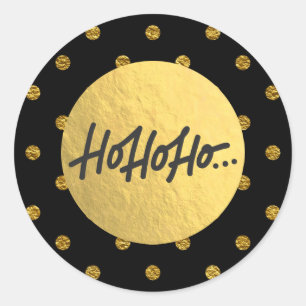 KERSTMIS Zwart Stippen Goud Folie Ronde Sticker