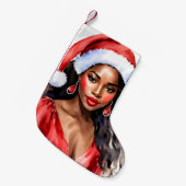 Kerstmis Zwart Vrouw Kerstman Hoed Kleine Kerstsok (Voorkant (Hangend))