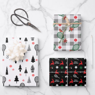 🎾 kerstmis, zwart-wit patroon inpakpapier vel