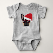 Kerstmis Zwarte en Tan French Bulldog Romper (Voorkant)