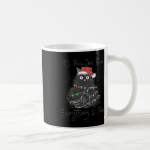 Kerstmis zwarte kat Het is prima Ik ben prima Alle Koffiemok