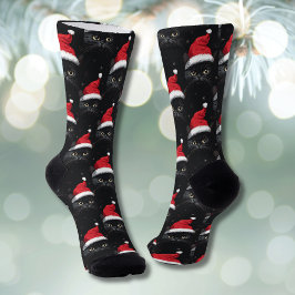 Kerstmis Zwarte Kat Kerstman Grappig Sokken