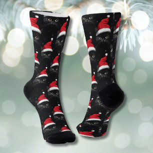 Kerstmis Zwarte Kat Kerstman Grappig Sokken